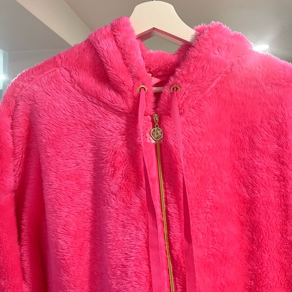 NEW LILLY PULITZER Suri Sherpa Hoodie PINK GRENADINE Pullover NWT L Large - Picture 6 of 7